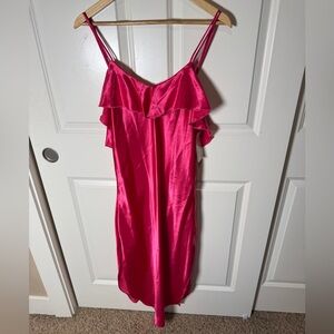 Vintage Cinema Etoile Slip Dress Nightgown W/Ruffle NWT Sz Small  Pink Satin